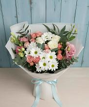 Букет цветов из:  Розы, Лизиантусы и Хризантемы в Грачевка