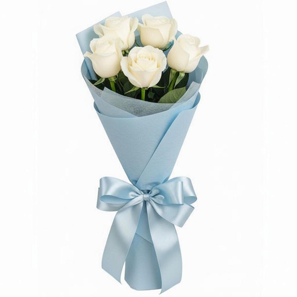 Букет 5 Белых роз Проуд в Грачевка