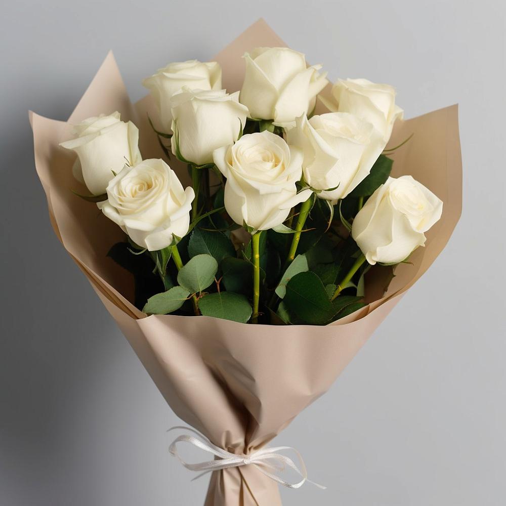 Букет 9 Белых роз Эдлесс Лав в Грачевка