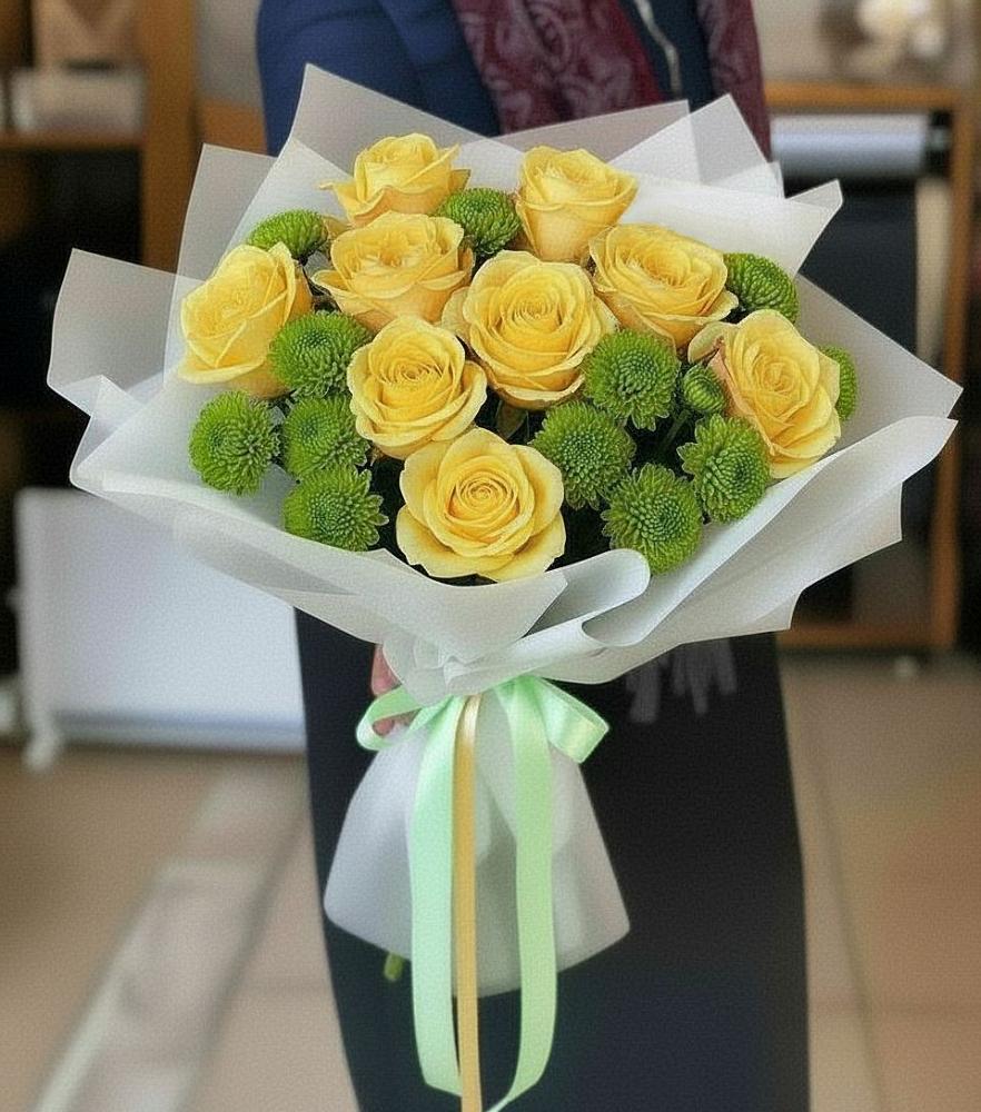 Букет цветов из: Хризантемы и Розы в Грачевка