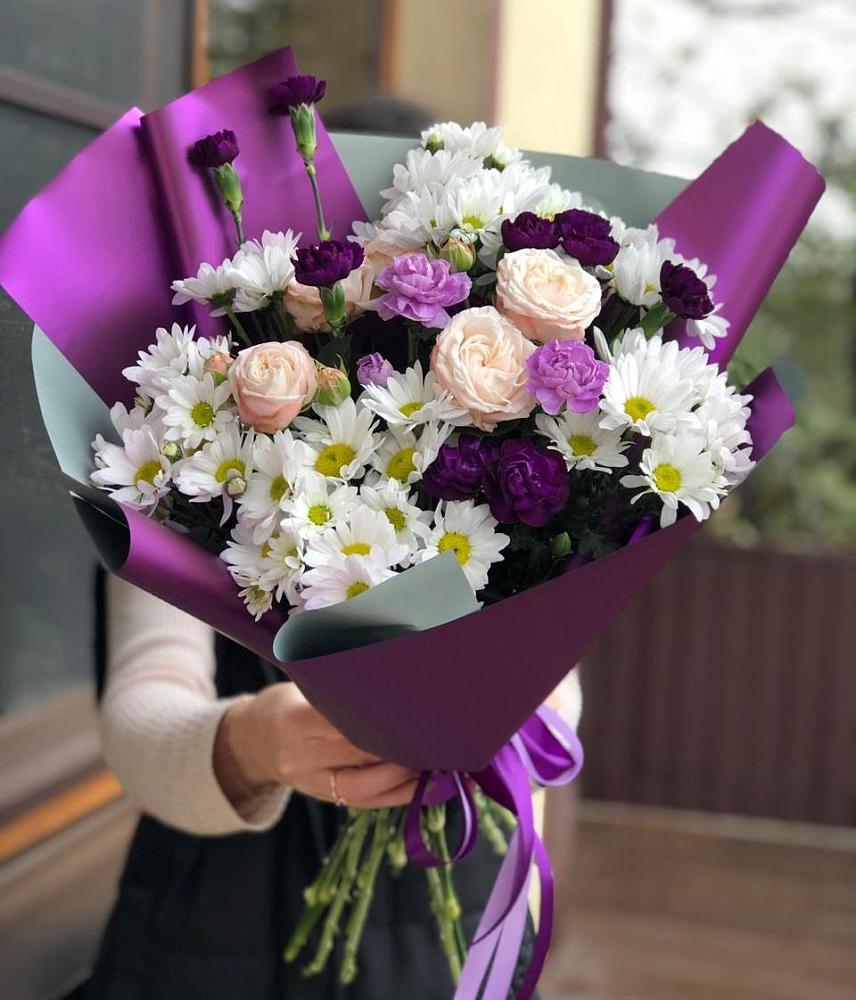 Букет цветов из: Хризантемы, Гвоздики и Розы в Грачевка