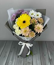 Букет цветов из:  Розы, Герберы и Хризантемы в Грачевка