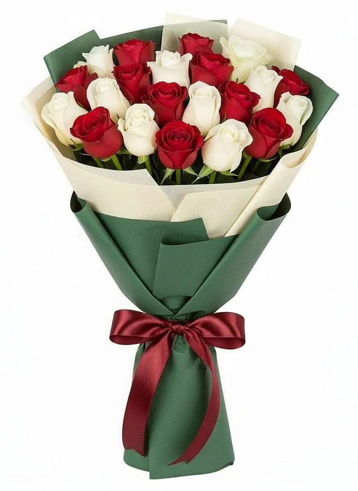 Букет Микс из красных и белых роз в Грачевка