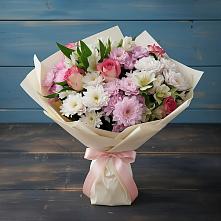 Букет цветов из:  Хризантемы, Альстромерии и Розы в Грачевка