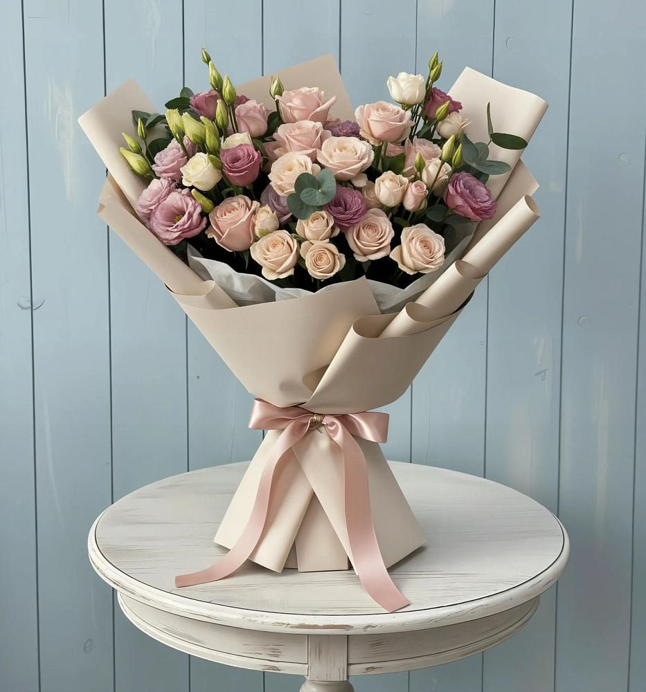 Букет цветов из: Розы и Лизиантусы в Грачевка