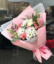 Букет цветов из:  Розы, Лизиантусы и Хризантемы в Грачевка