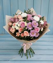 Букет цветов из:  Хризантемы, Розы и Альстромерии в Грачевка