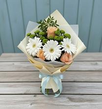 Букет цветов из:  Герберы, Розы и Хризантемы в Грачевка