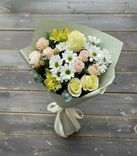 Букет цветов из:  Альстромерии, Розы и Хризантемы в Грачевка