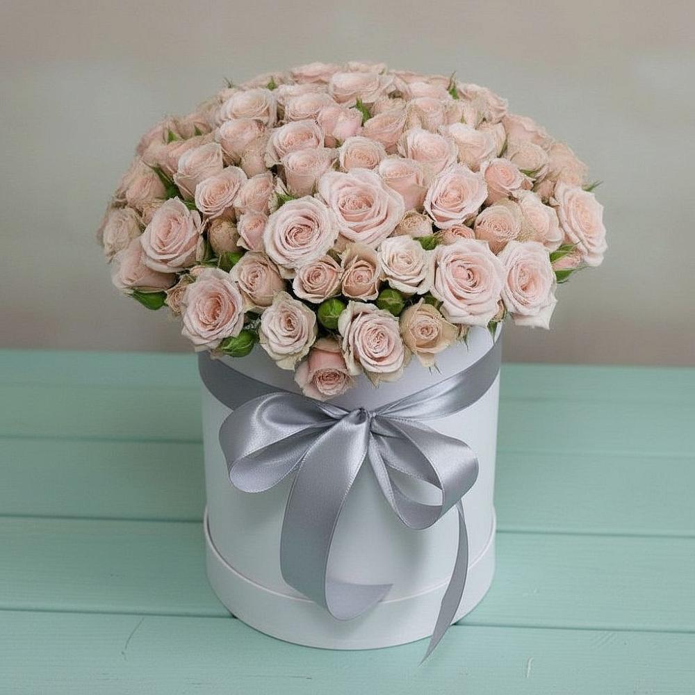 Цветочная композиция из Розы в шляпной коробке в Грачевка